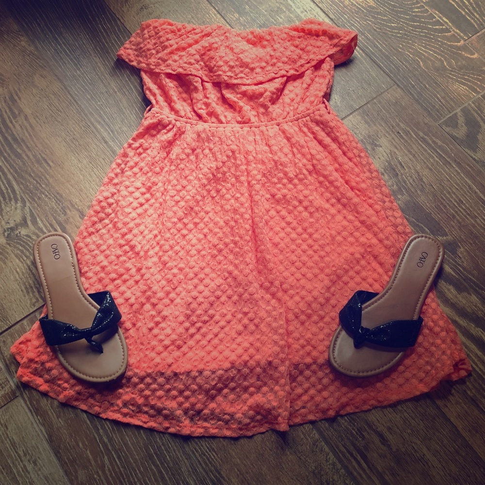 Wet Seal Orange Strapless Dress Small
